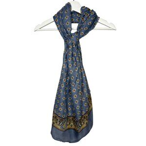Fusaro Antonio Blue Tan Paisley Scarf Womens Boho Chic Lightweight Wrap